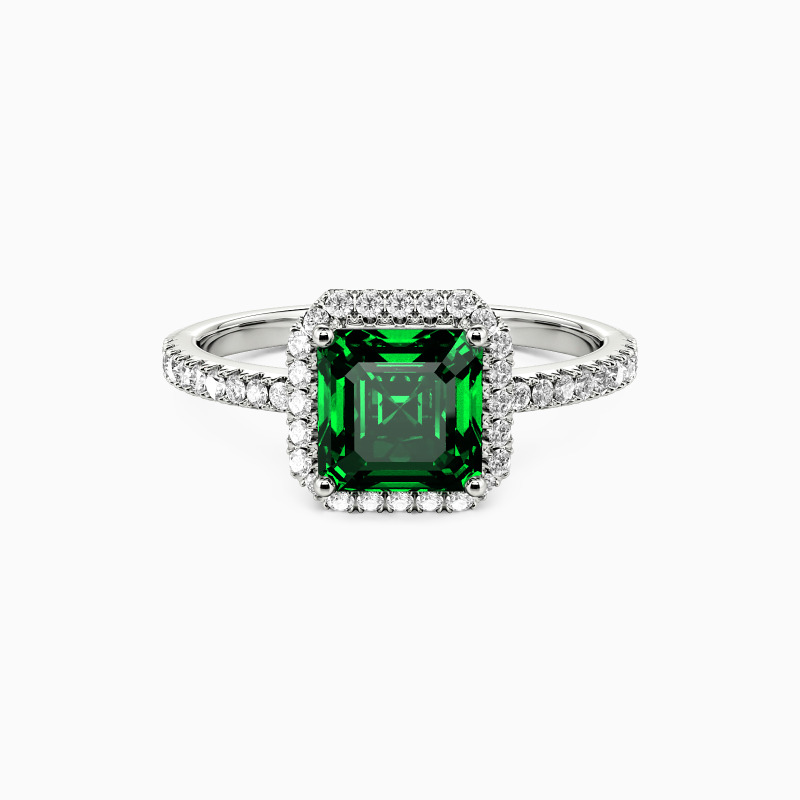 "Mon trésor pour toujours" Bague de fiançailles Asscher halo