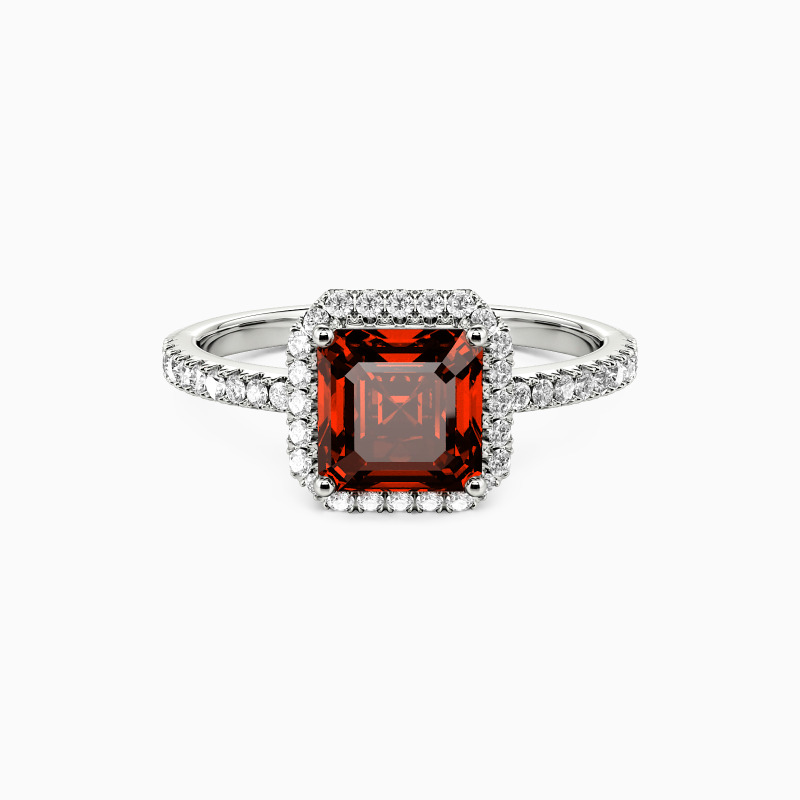 "Mon trésor pour toujours" Bague de fiançailles Asscher halo