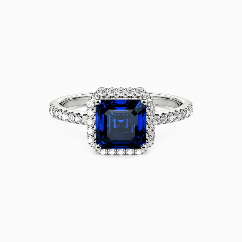 "Mon trésor pour toujours" Bague de fiançailles Asscher halo
