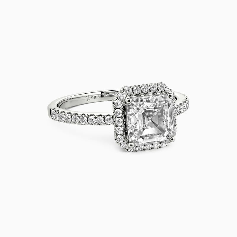 "Forever My Treasure" Asscher Cut Halo Engagement Ring