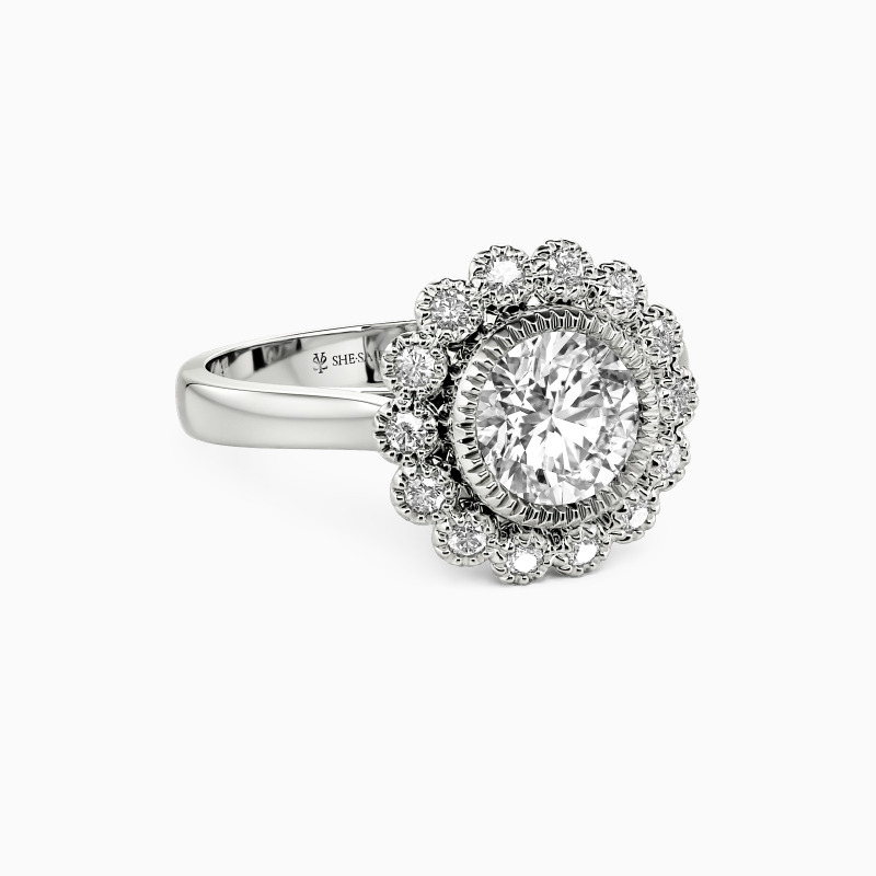 "Feel So Close" Round Cut Halo Engagement Ring