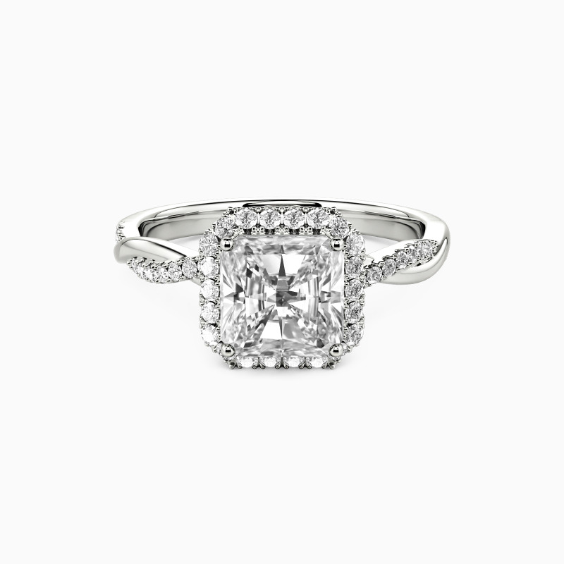 "Juramento Eterno" Anillo de Compromiso con Halo Corte Radiante