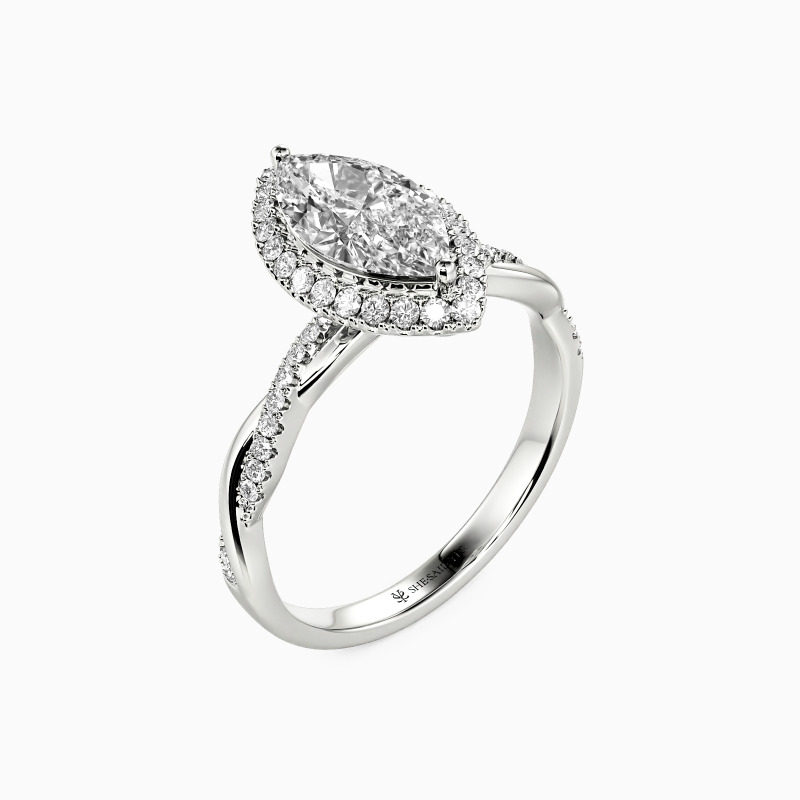 "Together Always" Marquise Cut Halo Engagement Ring
