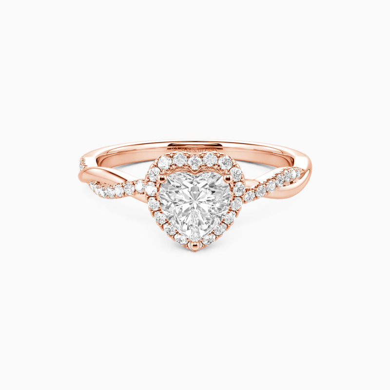 "One Heart, One Love" 0.5ct Heart Cut Halo Engagement Ring