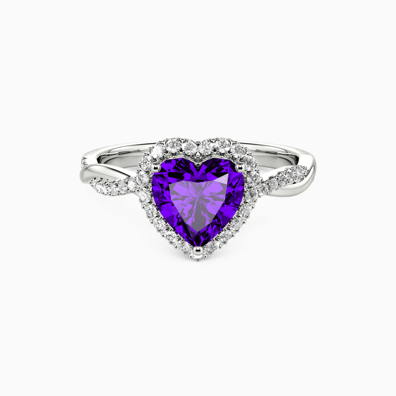 "One Heart, One Love" Heart Cut Halo Engagement Ring