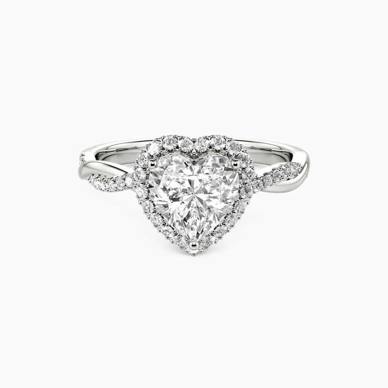 "Alma Gemela" Anillo de Compromiso con Halo Corte Corazón