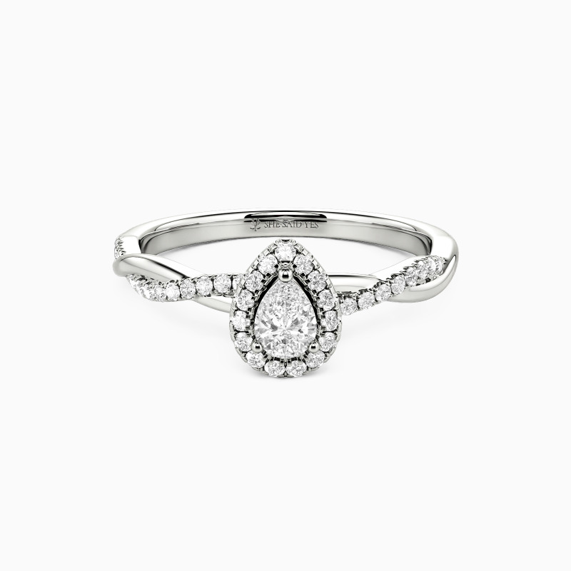 "Always and Forever" 0.3ct Pear Cut Halo Engagement Ring