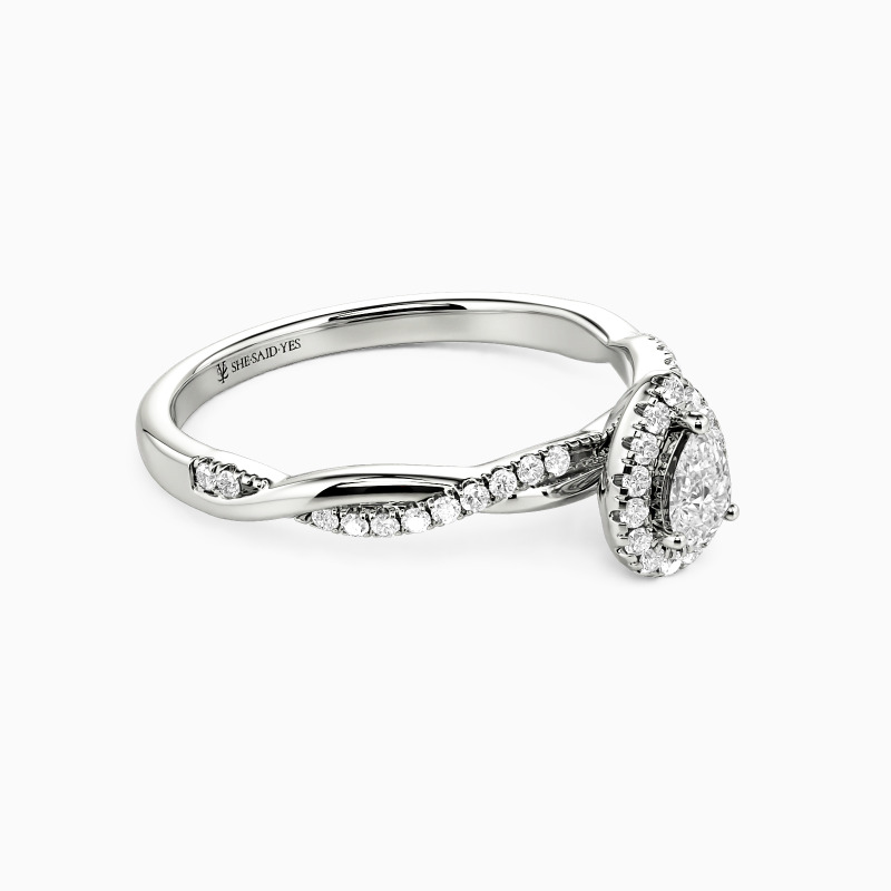 "Für Immer und Ewig" Halo Verlobungsring 0,3 ct Birnenschliff