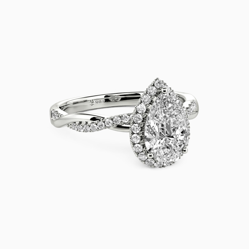 "Always and Forever" Pear Cut Halo Engagement Ring
