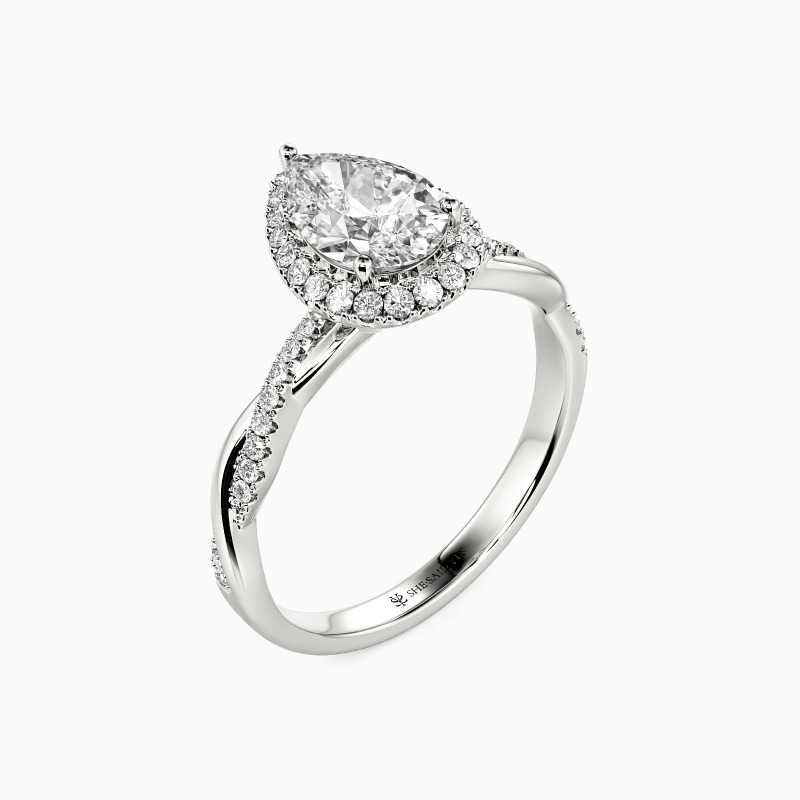 "Always and Forever" Pear Cut Halo Engagement Ring