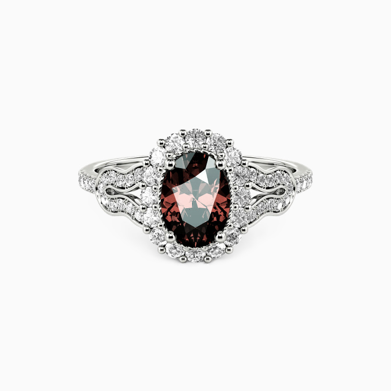 "Une vie florissante" Taille ovale halo Bague de fiançailles