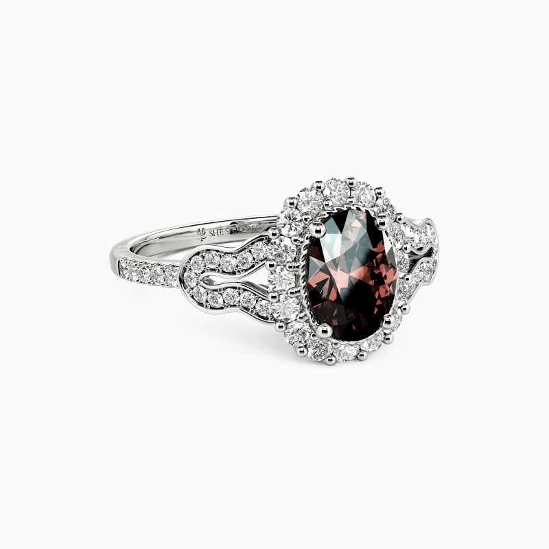 "Une vie florissante" Taille ovale halo Bague de fiançailles