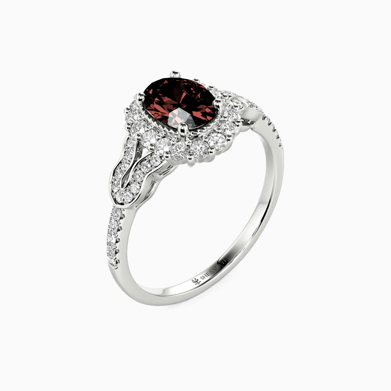 "Une vie florissante" Taille ovale halo Bague de fiançailles