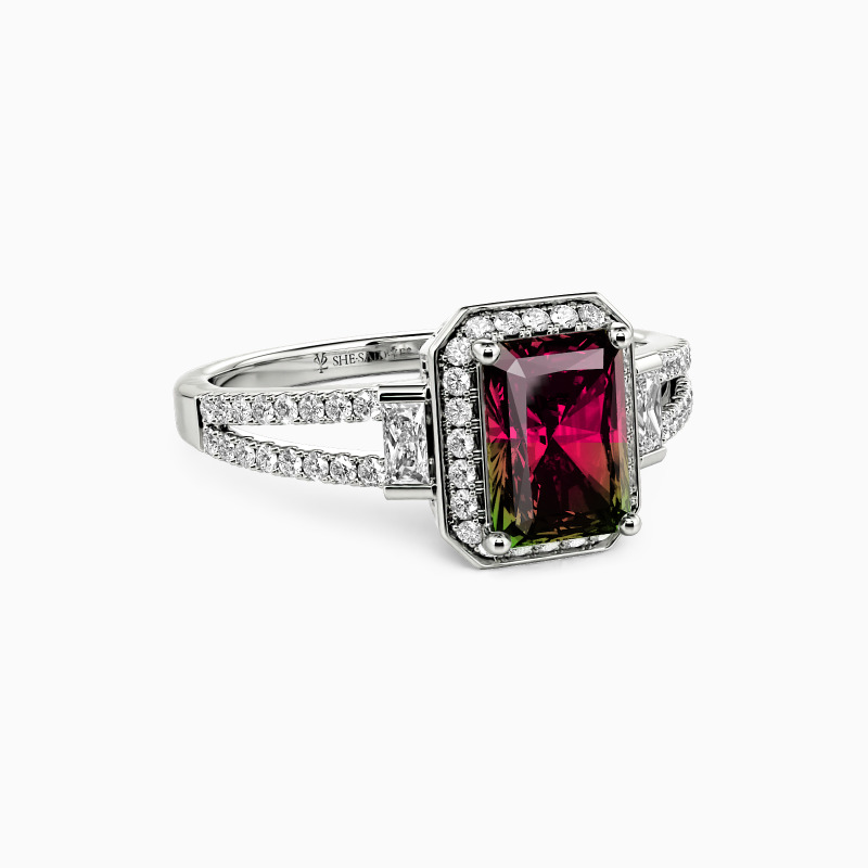 "You Will Always Be the One" Emerald Cut Halo Engagement Ring