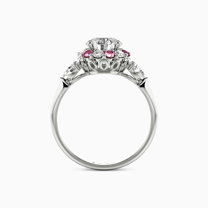 "Angles In The Moon" Round Cut Halo Engagement Ring