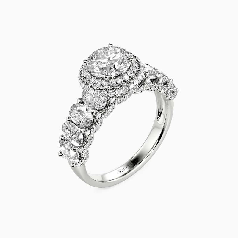 "I've Got A Crush On You" Round Cut Halo Engagement Ring