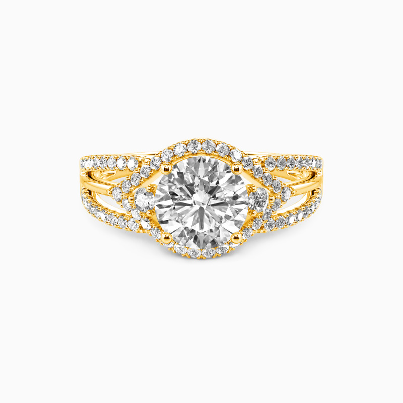 "Je N'ai d'Yeux Que Pour Toi" Bague de Fiançailles Halo Taille Ronde