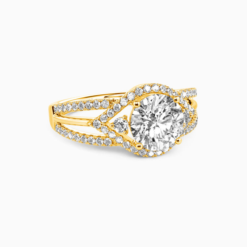"Je N'ai d'Yeux Que Pour Toi" Bague de Fiançailles Halo Taille Ronde