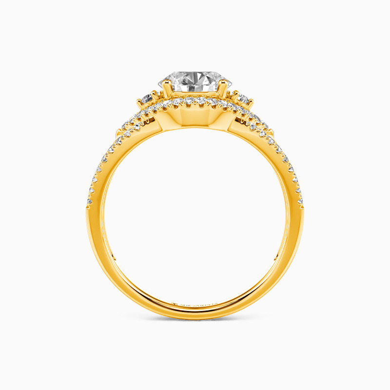 "Je N'ai d'Yeux Que Pour Toi" Bague de Fiançailles Halo Taille Ronde