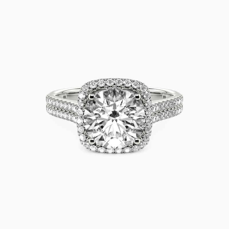 "Glitz Fever" Round Cut Halo Engagement Ring