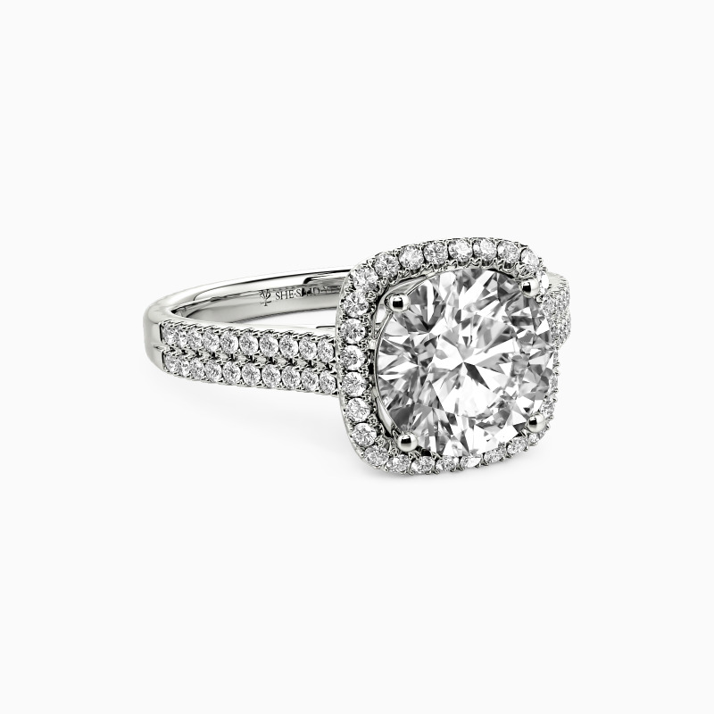 "Glitz Fever" Round Cut Halo Engagement Ring