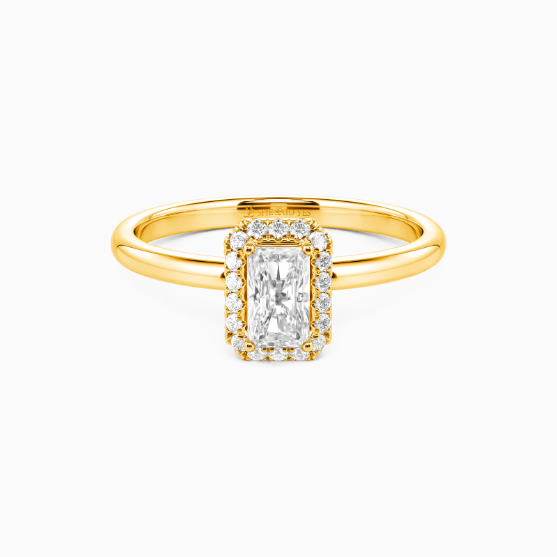 "Pour Toi, Pour Toujours" Bague de fiançailles halo 0,4 ct taille Radiant