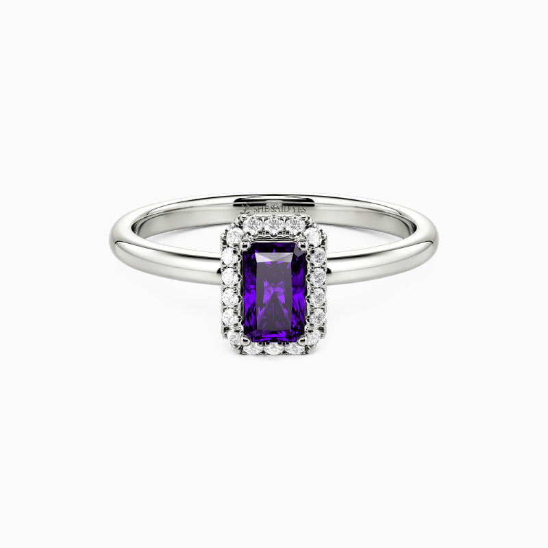 "Pour Toi, Pour Toujours" Bague de fiançailles halo 0,4 ct taille Radiant
