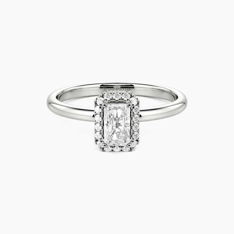 "Pour Toi, Pour Toujours" Bague de fiançailles halo 0,4 ct taille Radiant