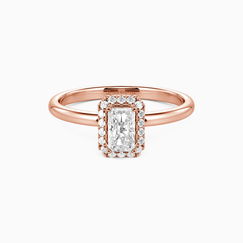 "Pour Toi, Pour Toujours" Bague de fiançailles halo 0,4 ct taille Radiant