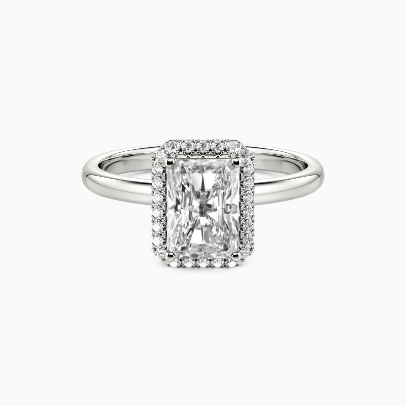"For You, Always" Radiant Cut Halo Engagement Ring