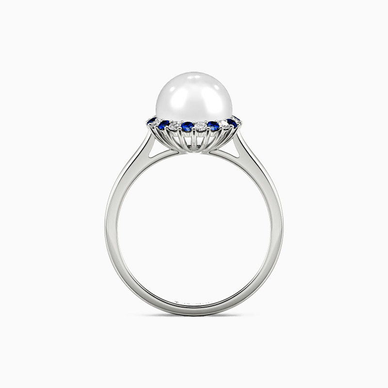 "Sweet Vows" 8-8.5mm Freshwater Pearl Halo Engagement Ring