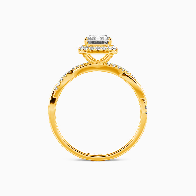 "Our Treasured Moment" Emerald Cut Halo Engagement Ring