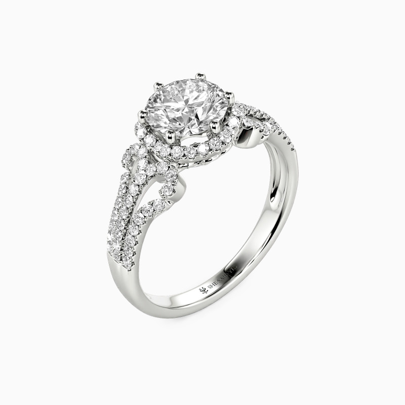 "Honor Of Love" Round Cut Halo Engagement Ring