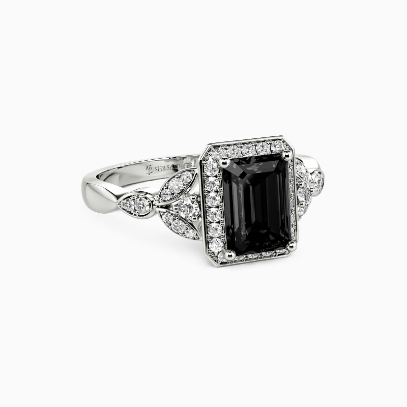 "Endlose Romanze" Smaragd-Schliff Halo-Verlobungsring