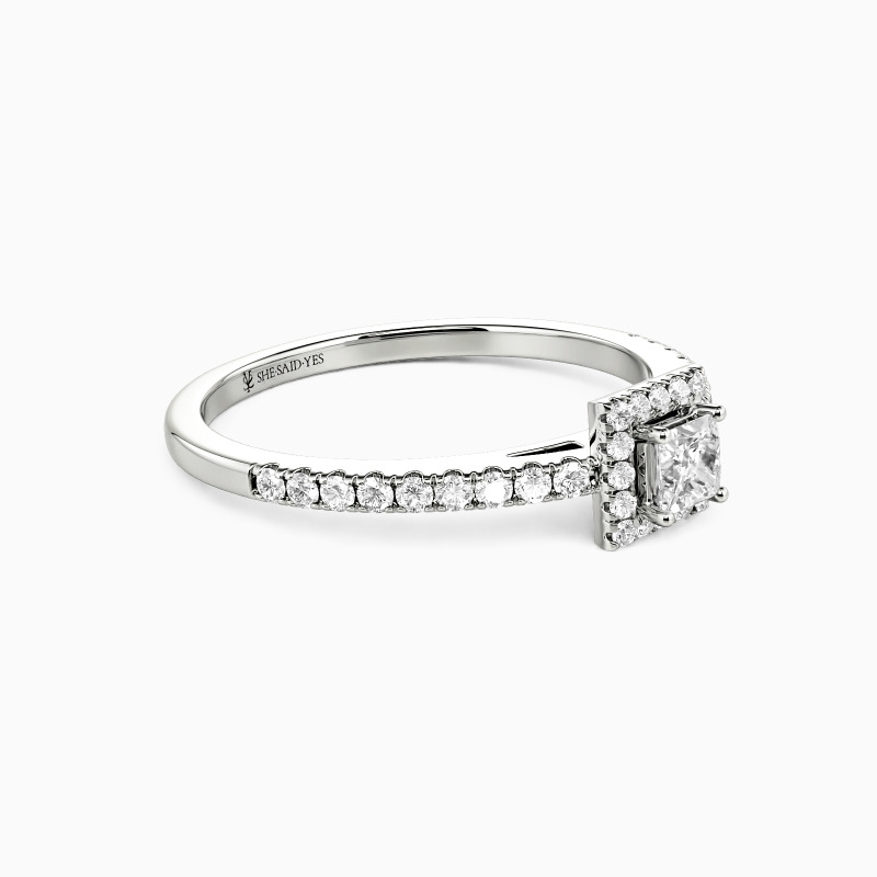 "Immergrün" Halo Verlobungsring 0,5 ct Princessschliff