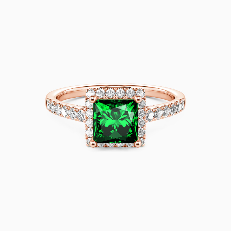 "Evergreen" Princess Cut Halo Engagement Ring