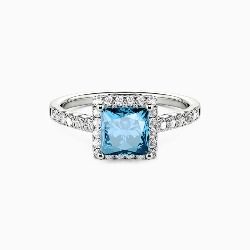 "Evergreen" Princess Cut Halo Engagement Ring