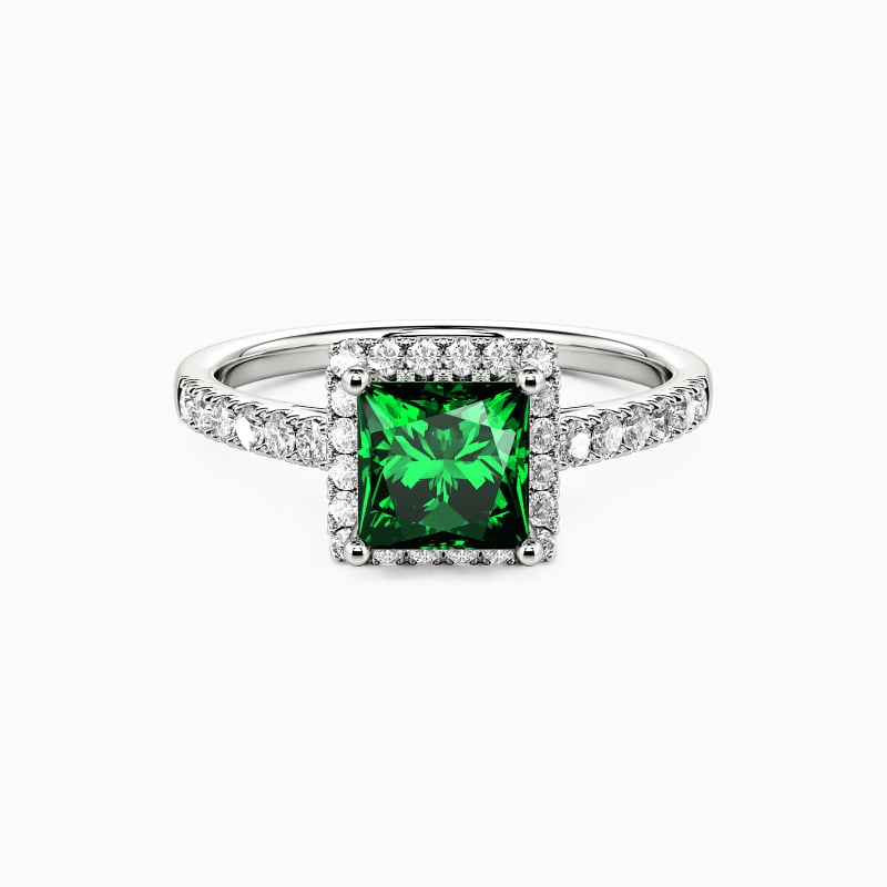 "Evergreen" Princess Cut Halo Engagement Ring