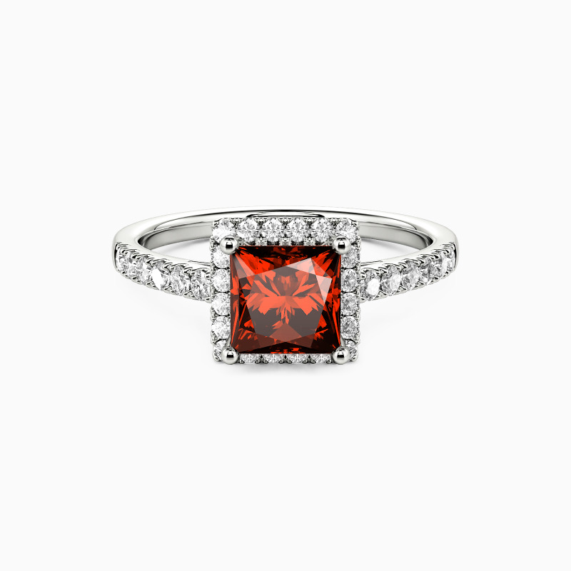 "Evergreen" Princess Cut Halo Engagement Ring