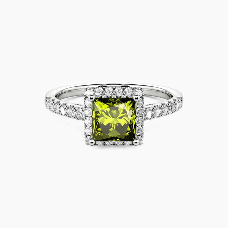 "Evergreen" Princess Cut Halo Engagement Ring