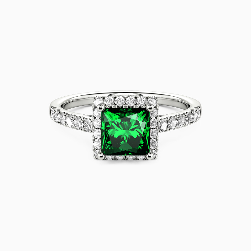 "Éternel Printemps" Bague de Fiançailles Taille Princesse à Halo