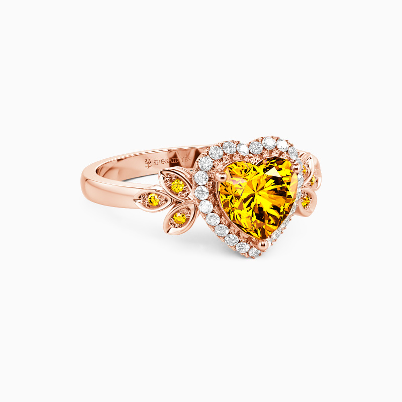 "Angel’s Tune" Heart Cut Halo Engagement Ring
