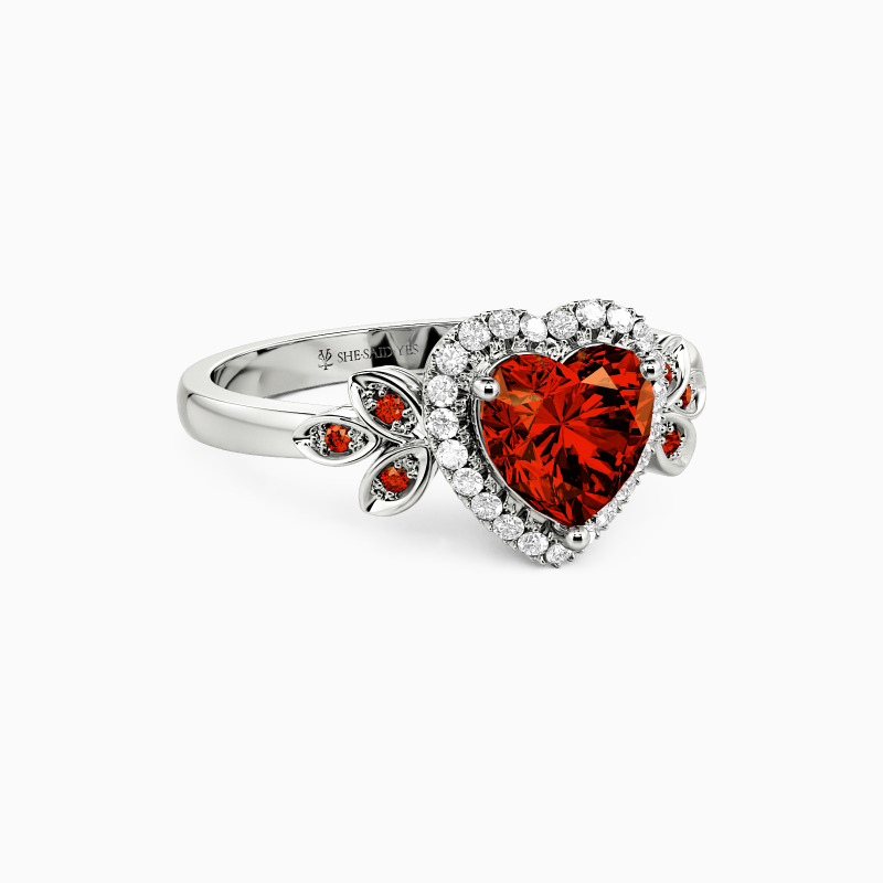 "Angel’s Tune" Heart Cut Halo Engagement Ring