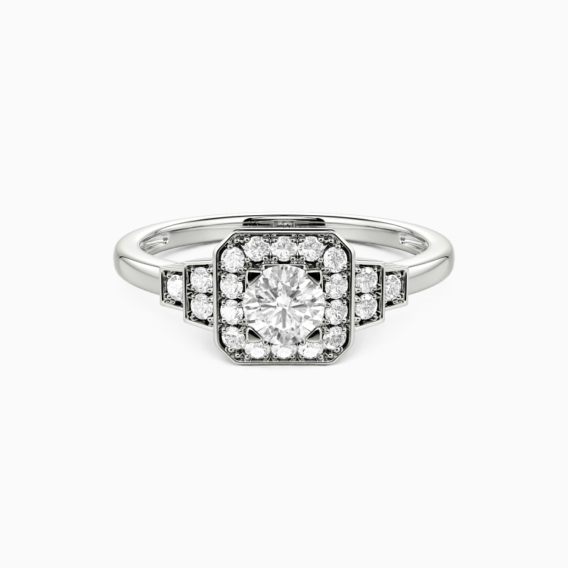 "Ce Moment à Jamais" Bague de Fiançailles Halo à Taille Ronde