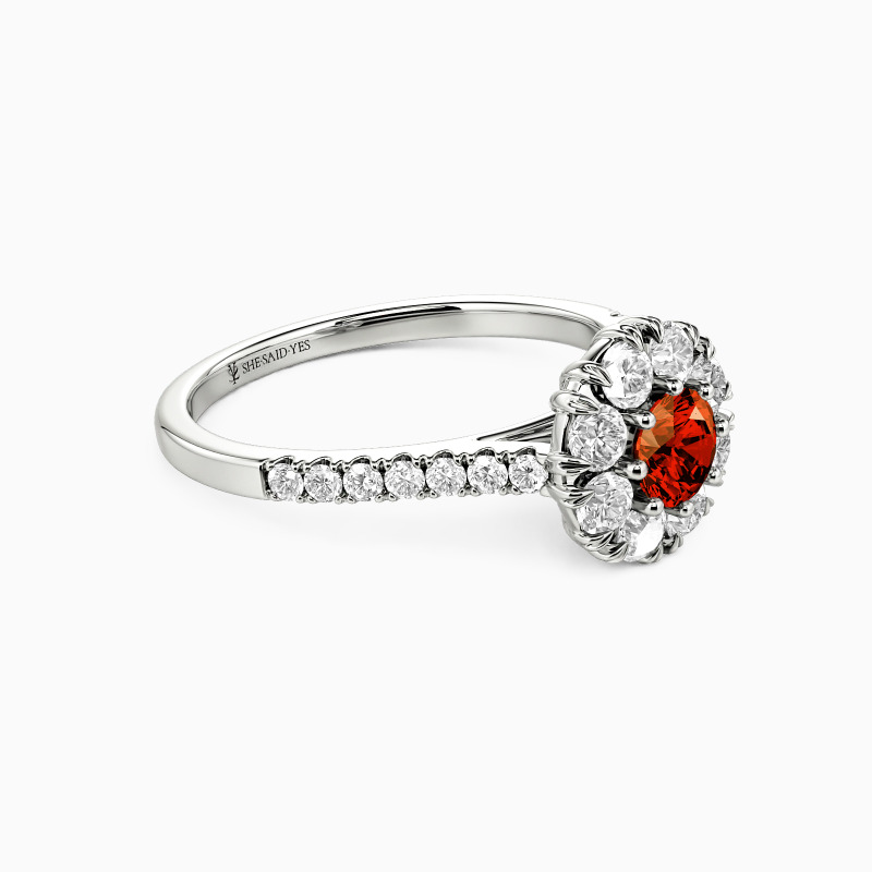"Today & Every Tomorrow" Round Cut Halo Engagement Ring