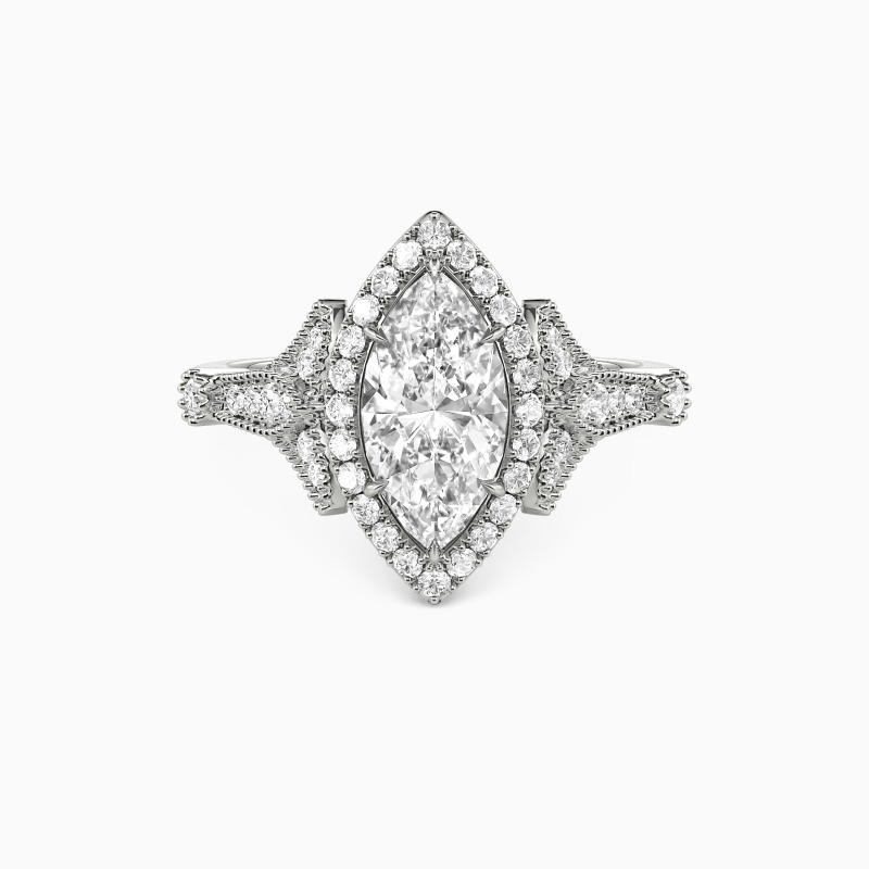 "A Thousand Golden Days" Marquise Cut Halo Engagement Ring