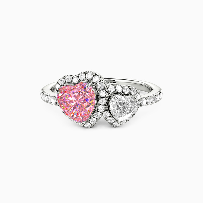 "Where Two Worlds Collide" Heart Cut Toi Et Moi Engagement Ring