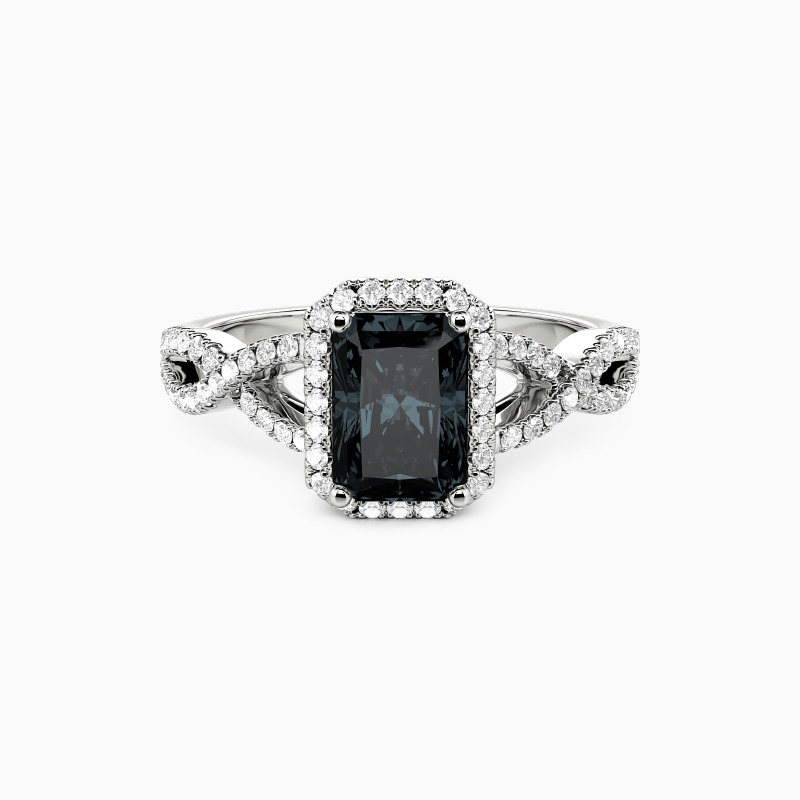 "Twist of Fate" Radiant Cut Halo Engagement Ring