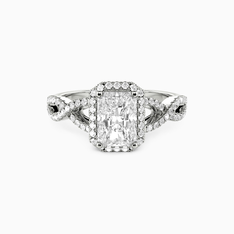 "Twist of Fate" Radiant Cut Halo Engagement Ring