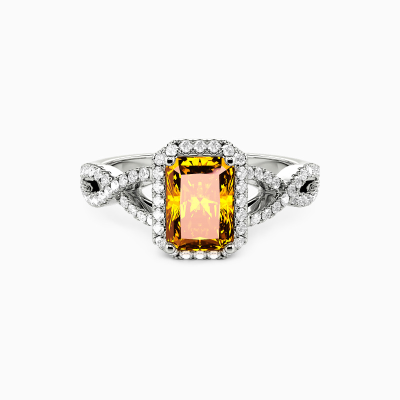 "Twist of Fate" Radiant Cut Halo Engagement Ring